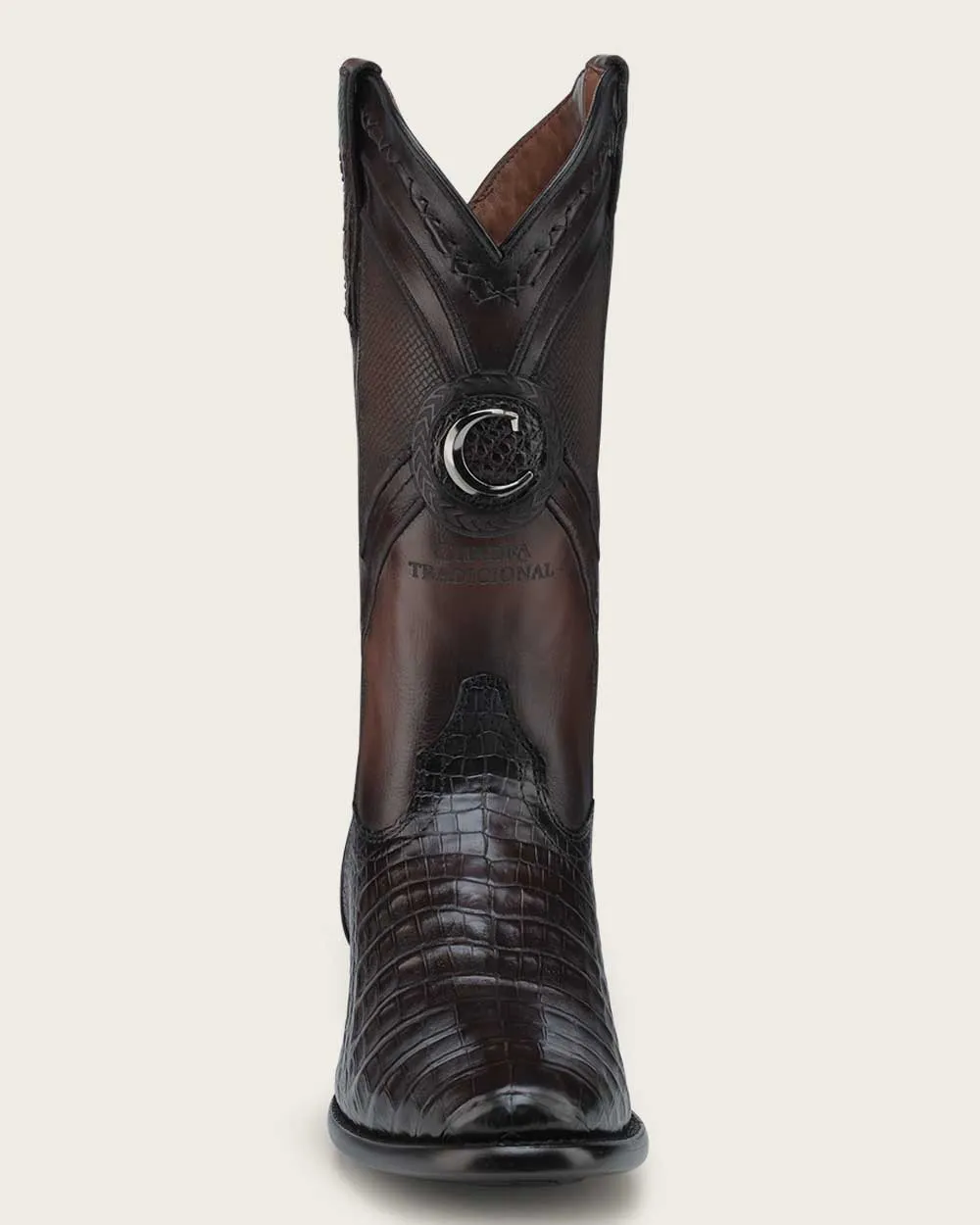 Western dark brown exotic cowboy boot